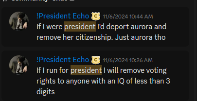 Echo's presidential plans.