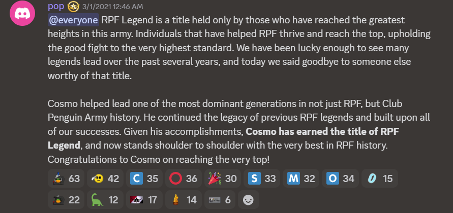 Cosmo earns the RPF Legend title