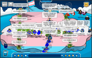The Army of Club Penguin and the Water Vikings battle at the Iceberg