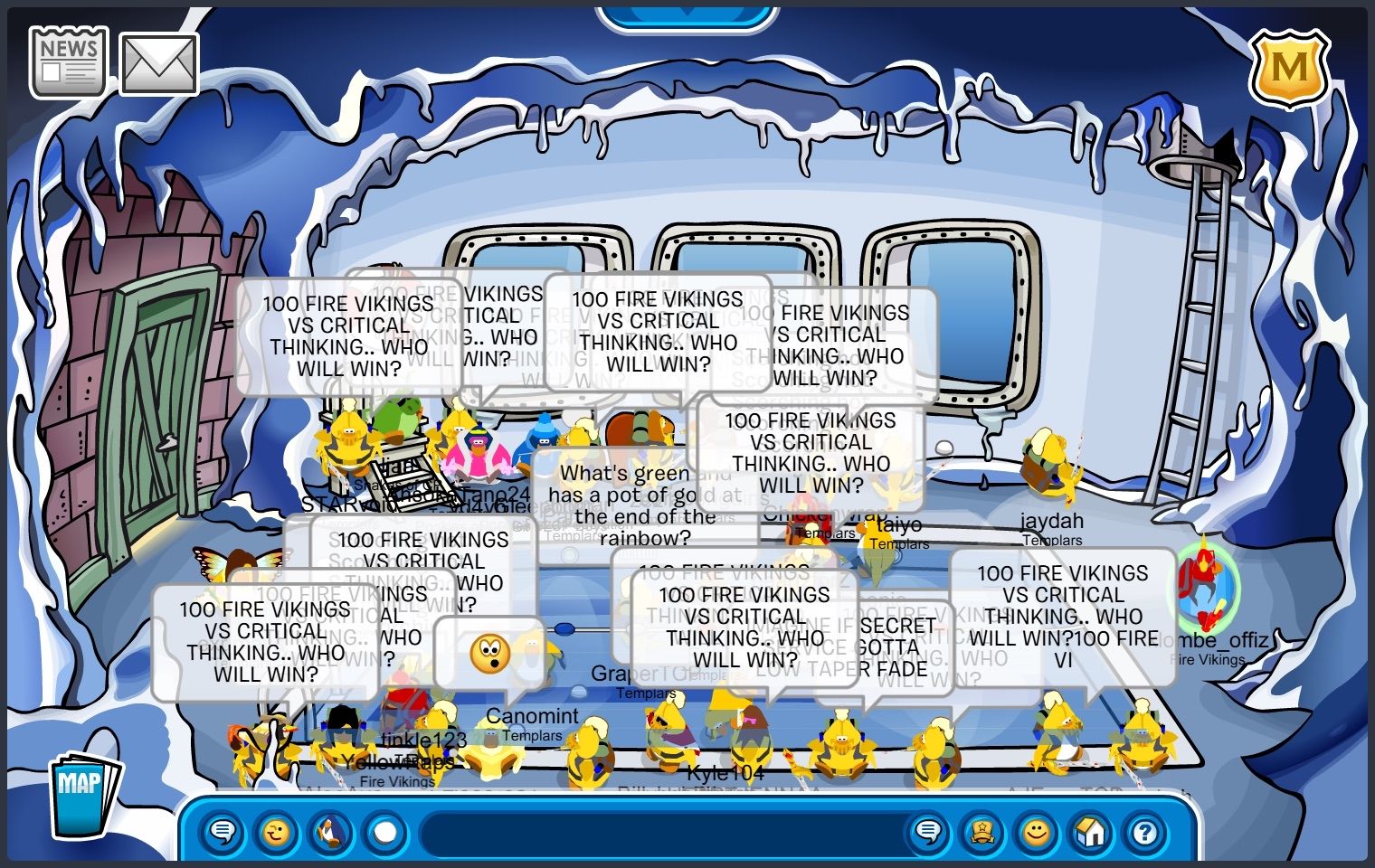 The Templars fighting the Fire Vikings in the Underground Pool