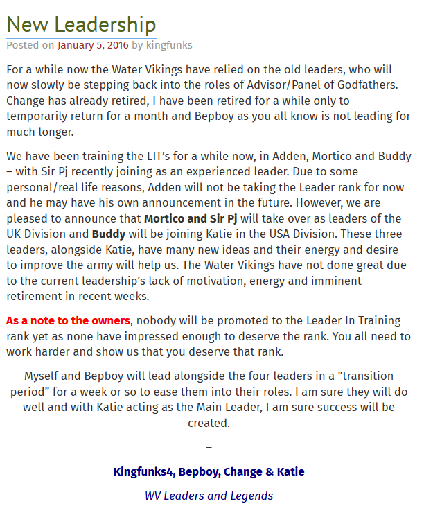 Leadership Changes