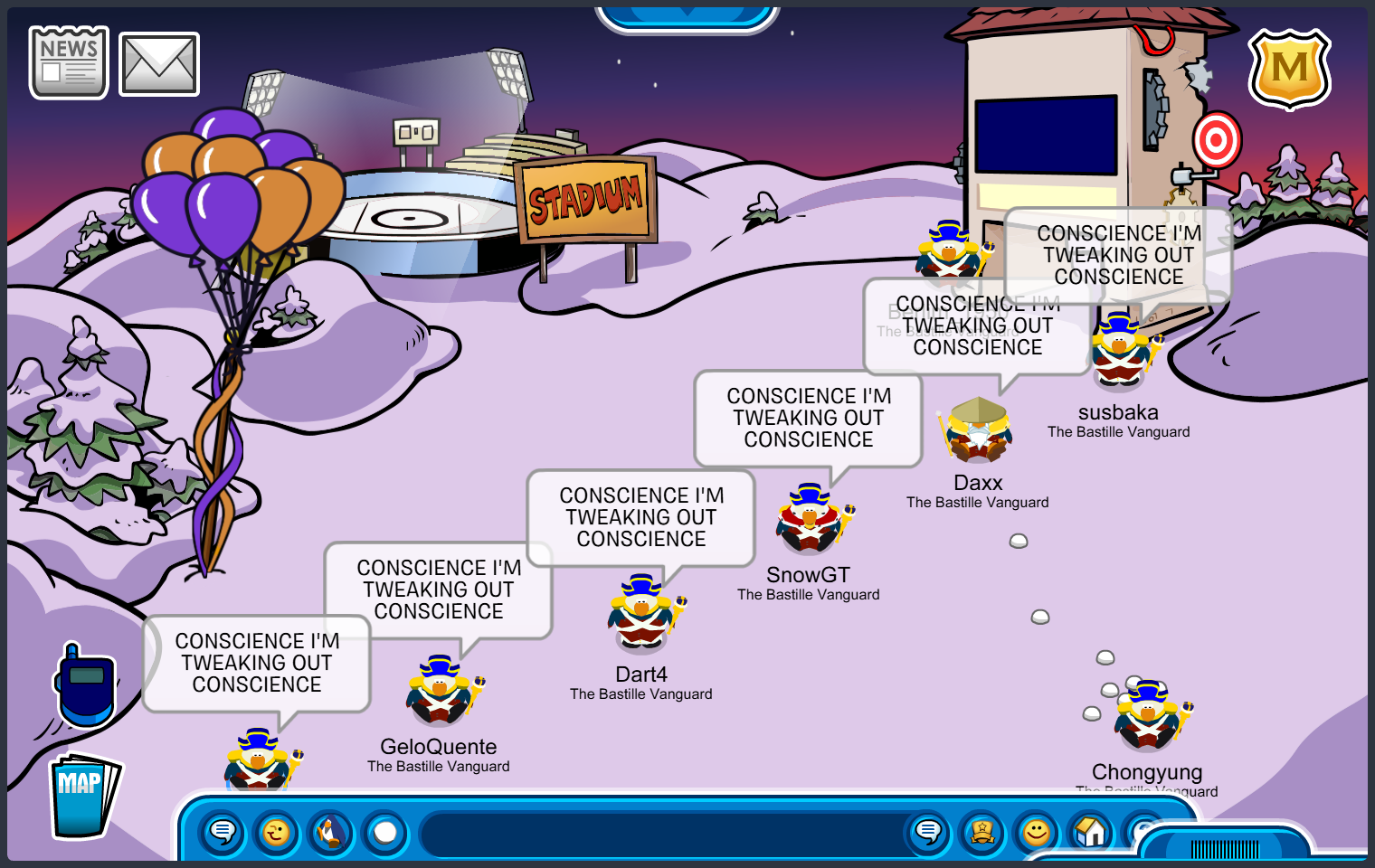 The Bastille Vanguard in a diagonal formation at Snow Forts performing a word tactic