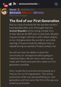Scarlet Republic leader Ghostt announces the army's closure