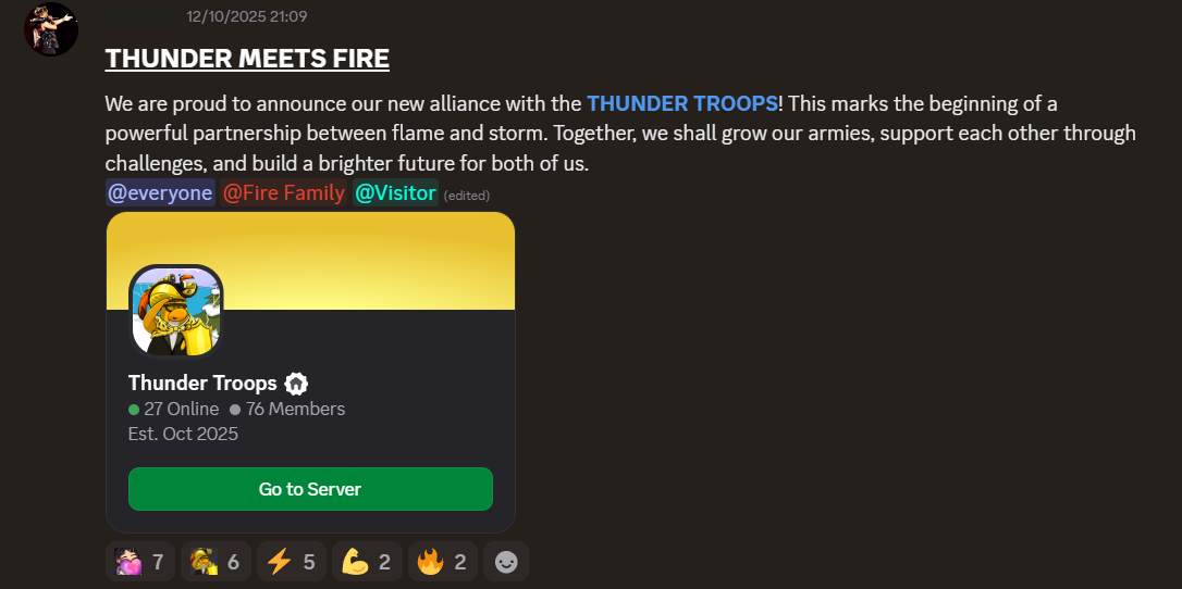 Fire Vikings & Thunder Troops Alliance Announcement