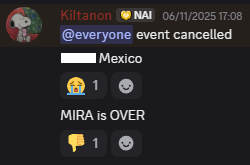 @everyone event cancelled**** Mexico MIRA is OVER
