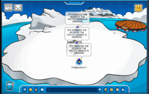 Arctic Vikings at iceberg in a vertical line