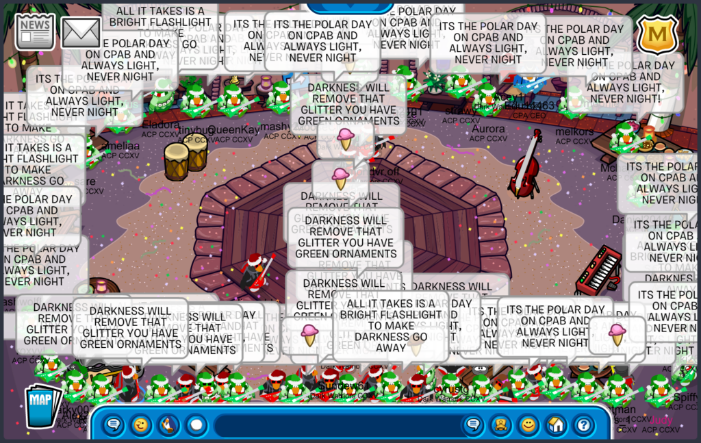 Army of Club Penguin and Dark Warriors battling at Casa Fiesta during Quarter Finals of Christmas Chaos XV