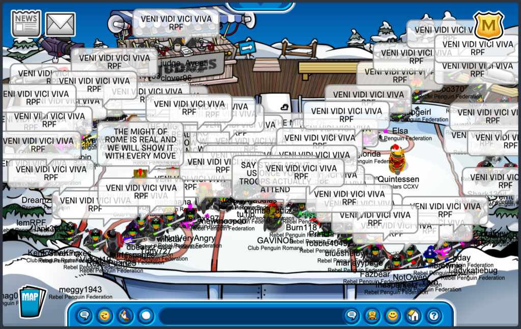 Rebel Penguin Federation and Romans battling at Stadium during Quarter Finals of Christmas Chaos XV