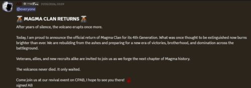 Magma Clan Shutdowns: Reopening announcement